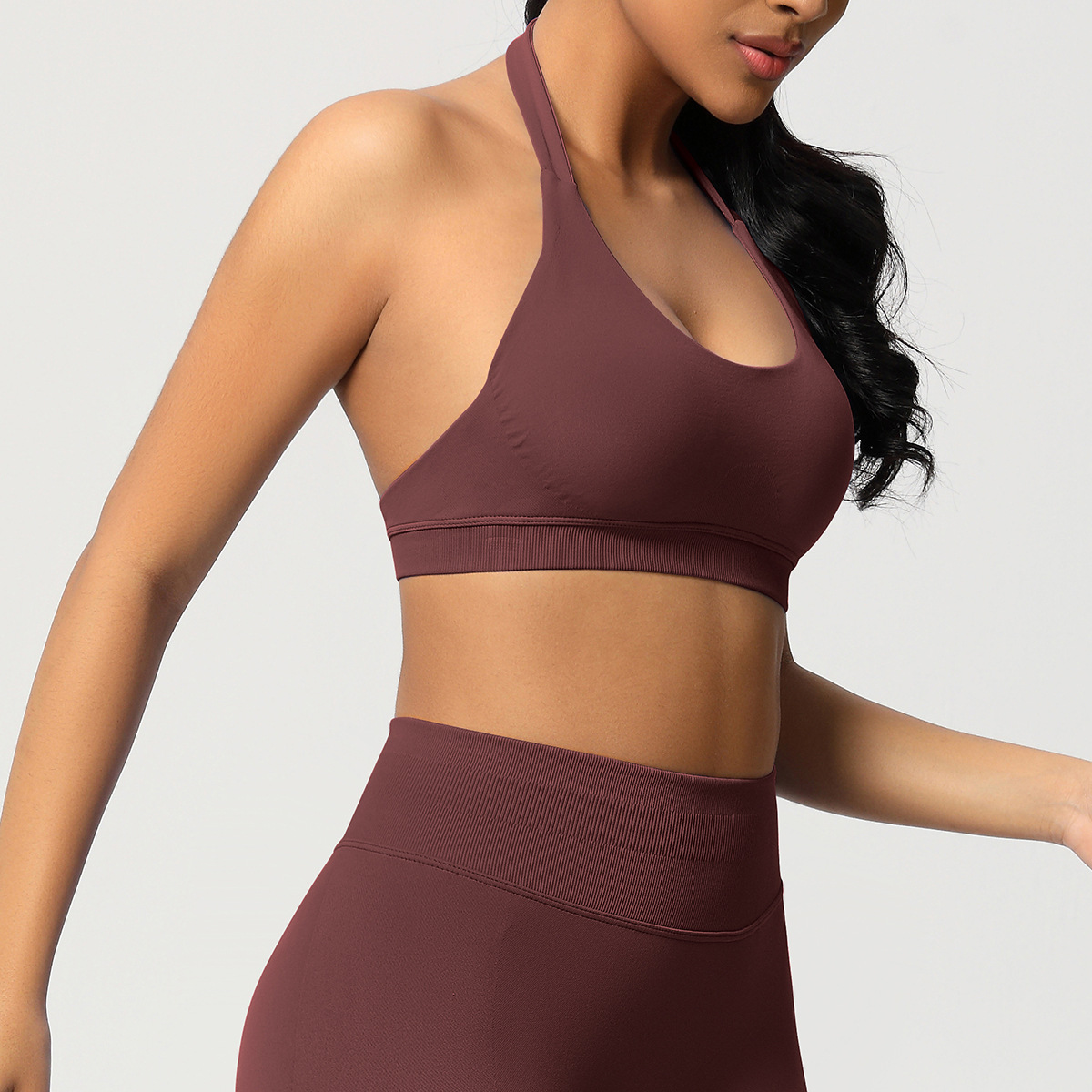 Women's Seamless Bandeau Sports Bra and Leggings Set