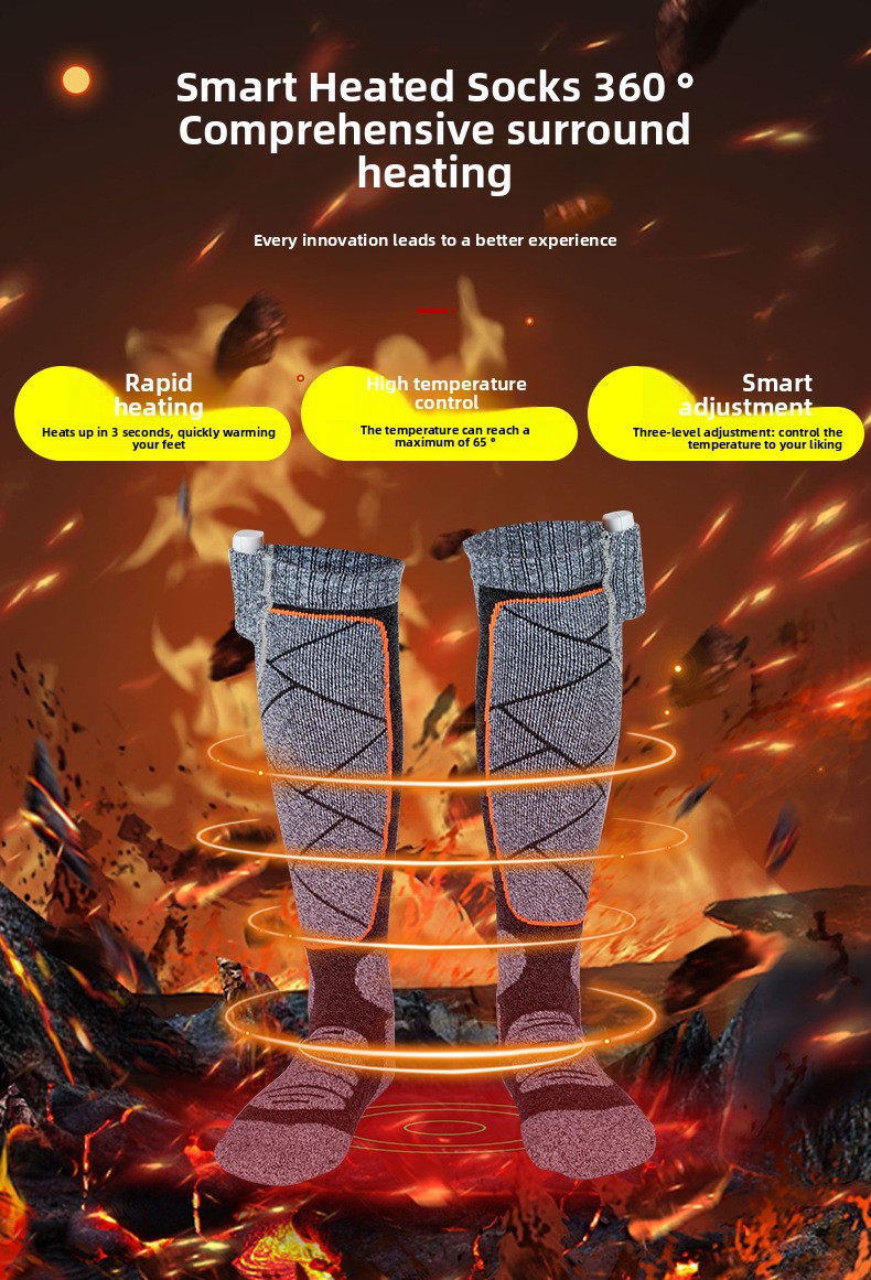 Rechargeable Electric Heated Socks with 3.7V Battery and 3 Heat Levels