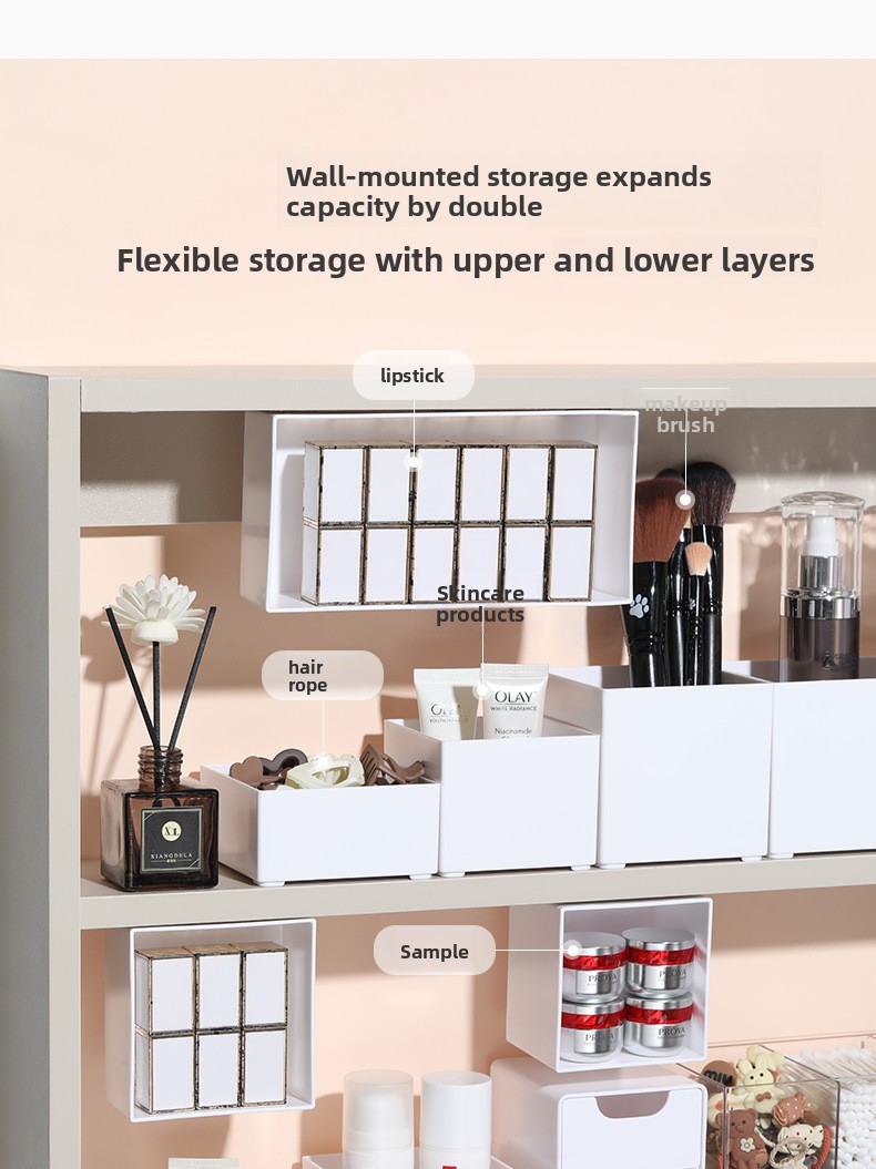 Stackable Open White Plastic Storage Box for Desk and Drawer