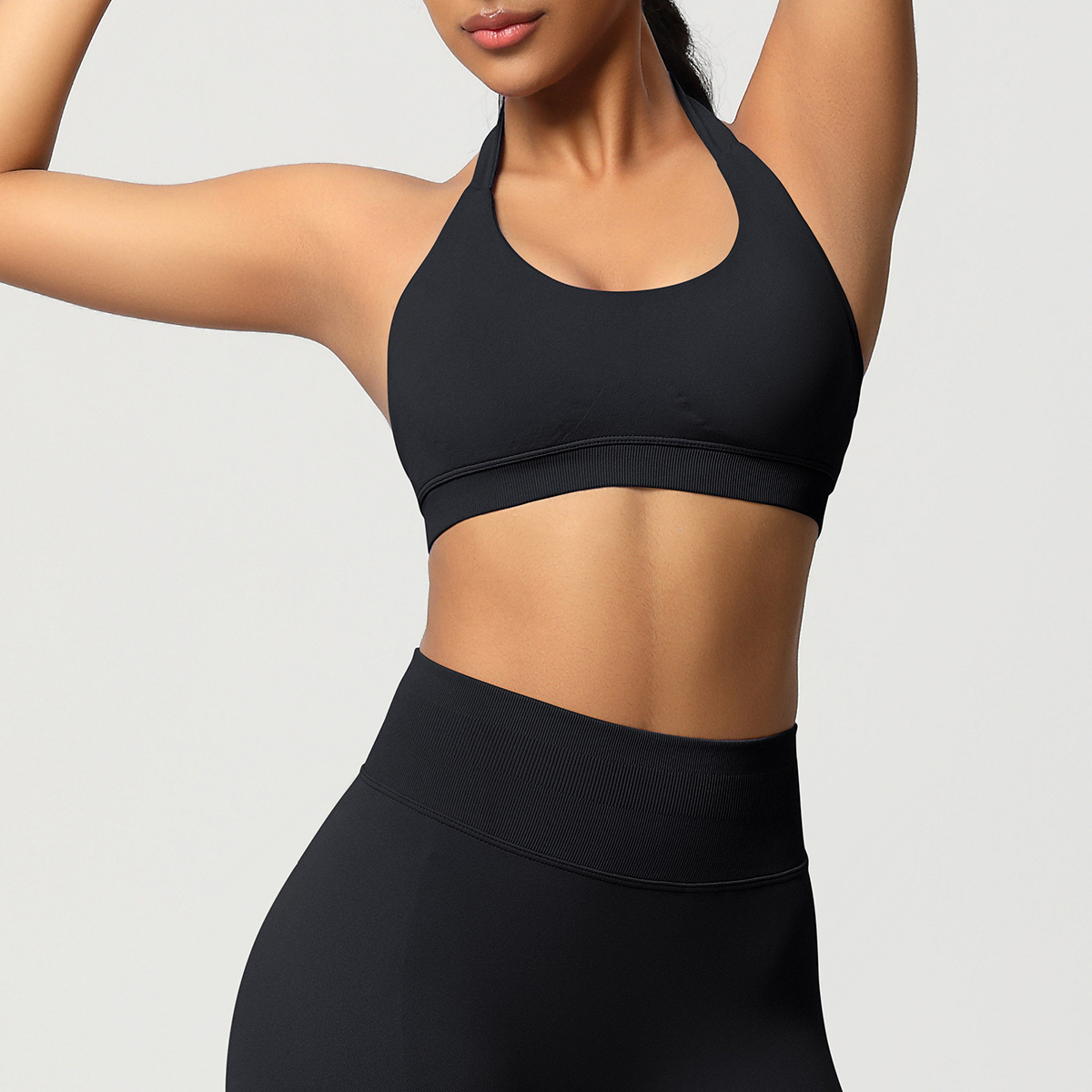 Women's Seamless Bandeau Sports Bra and Leggings Set
