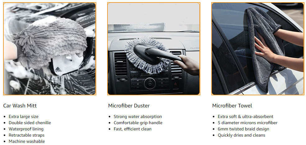 9-Piece Car Wash Kit with Microfiber Towels and Gloves