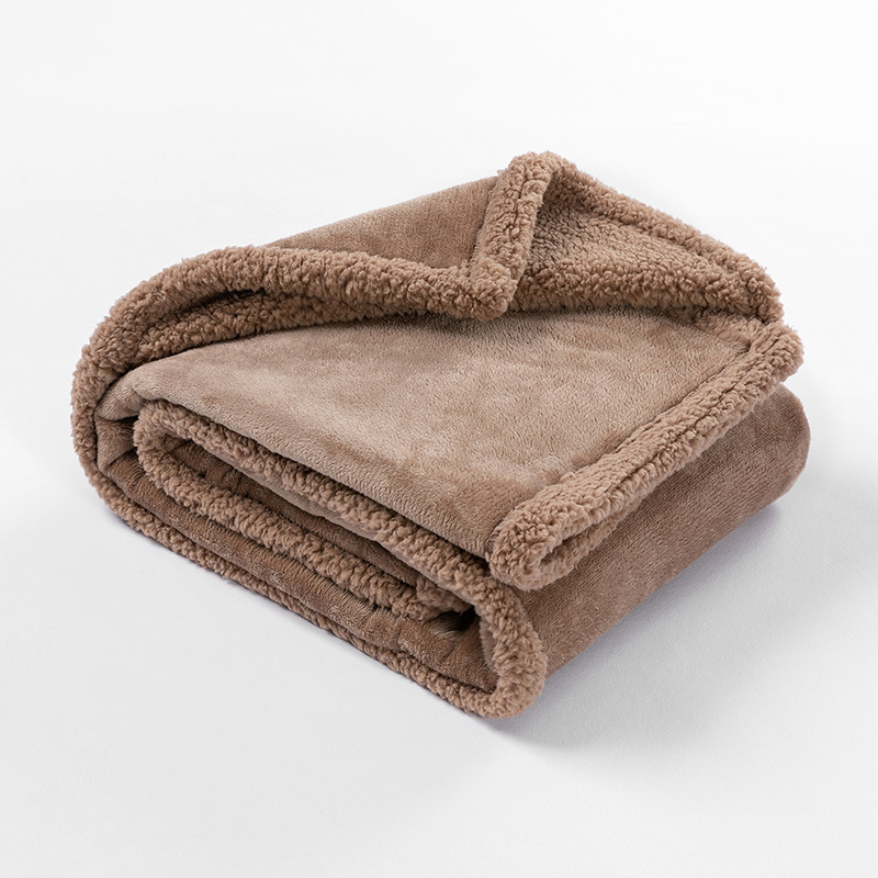 Reversible Flannel and Sherpa Pet Blanket with Lining Layer
