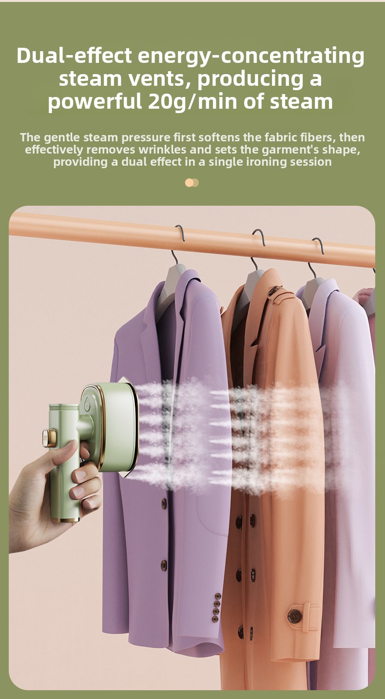 2-in-1 Foldable Handheld Garment Steamer and Iron, Portable Mini Travel Steamer