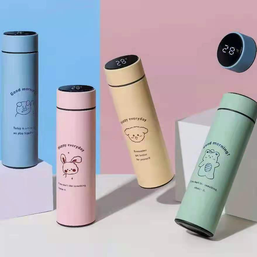 500ml Stainless Steel Vacuum Thermos Cup with Smart Temperature Display and Tea Infuser