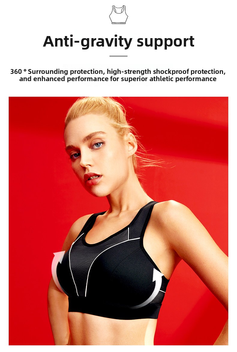Women's High-Support Plus-Size Sports Bra Cotton Shockproof Full-Cup Fitness Bra