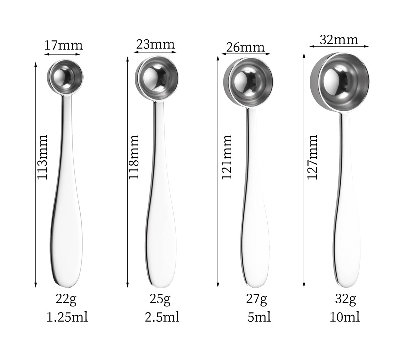 304 Stainless Steel Measuring Spoon with Engraved Markings for Kitchen and Baking