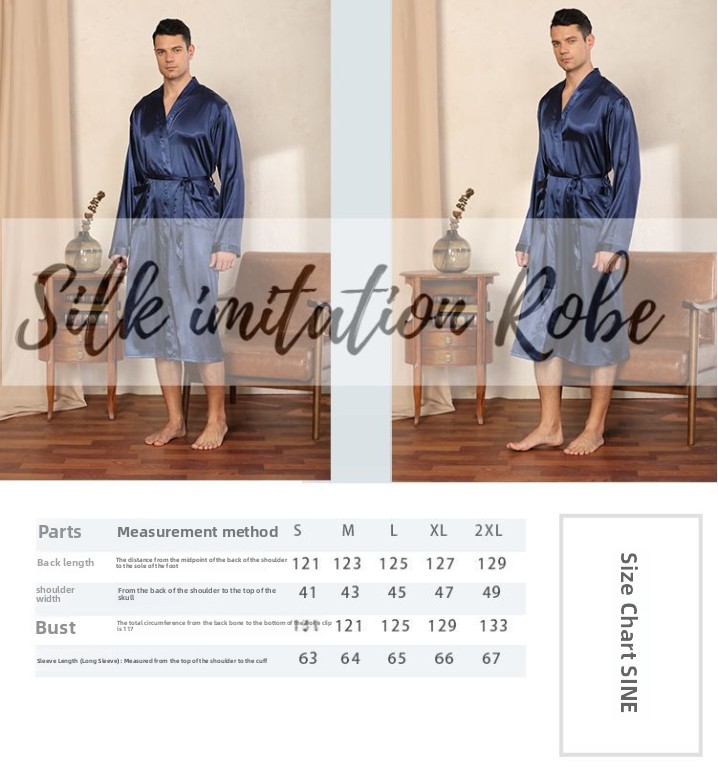 Men's Solid Color Long Sleeve Kimono Robe Thin Bathrobe