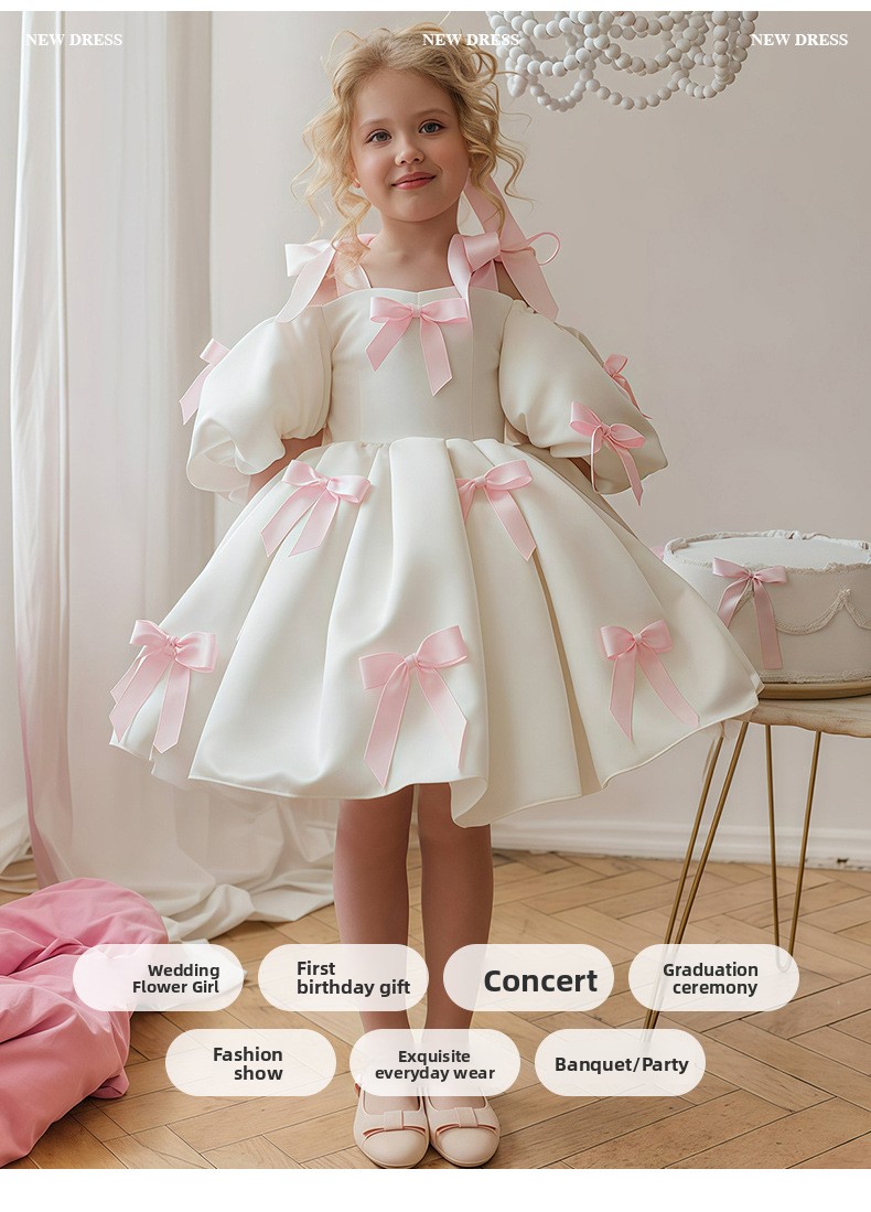 Girls Puff Sleeve Princess Dress for Party Performance