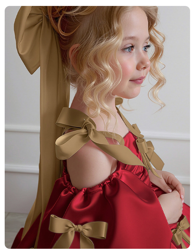 Girls Puff Sleeve Princess Dress for Party Performance