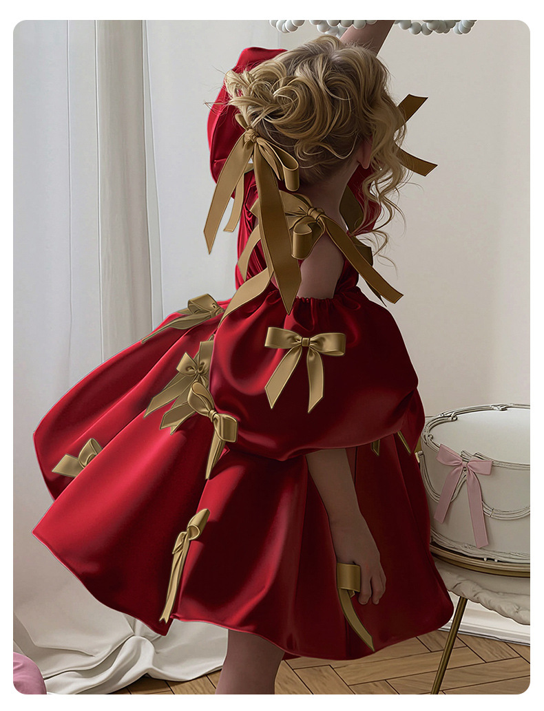 Girls Puff Sleeve Princess Dress for Party Performance