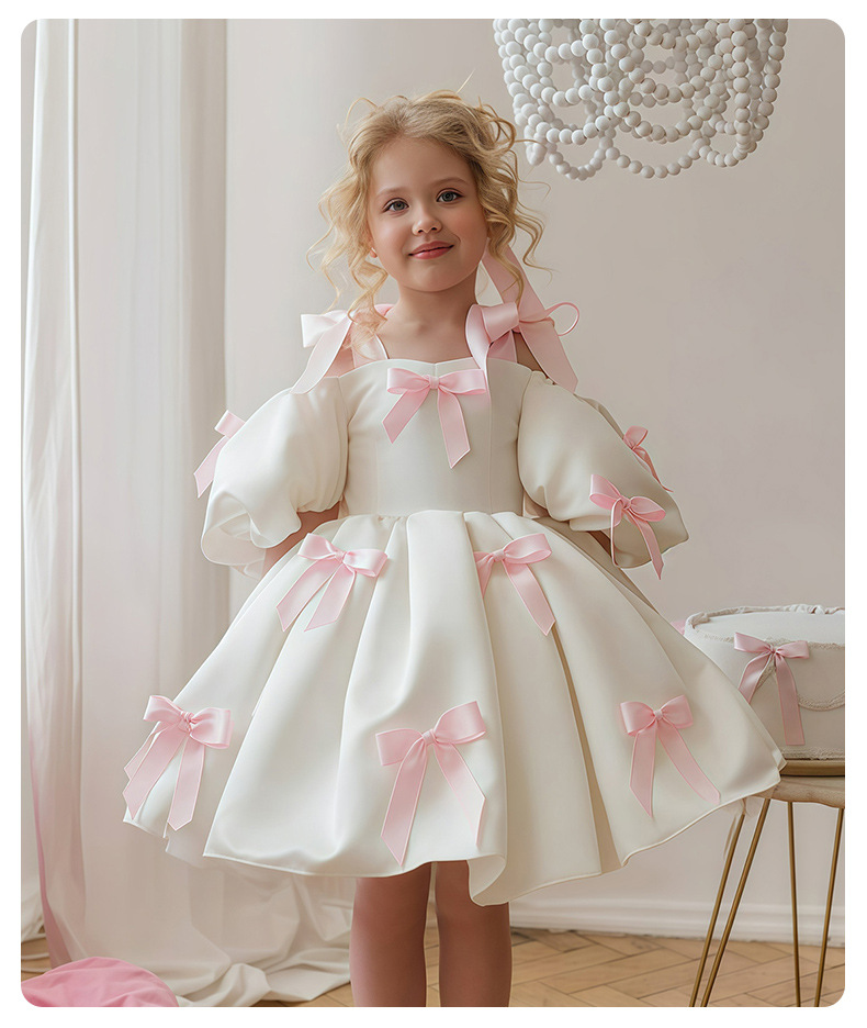 Girls Puff Sleeve Princess Dress for Party Performance
