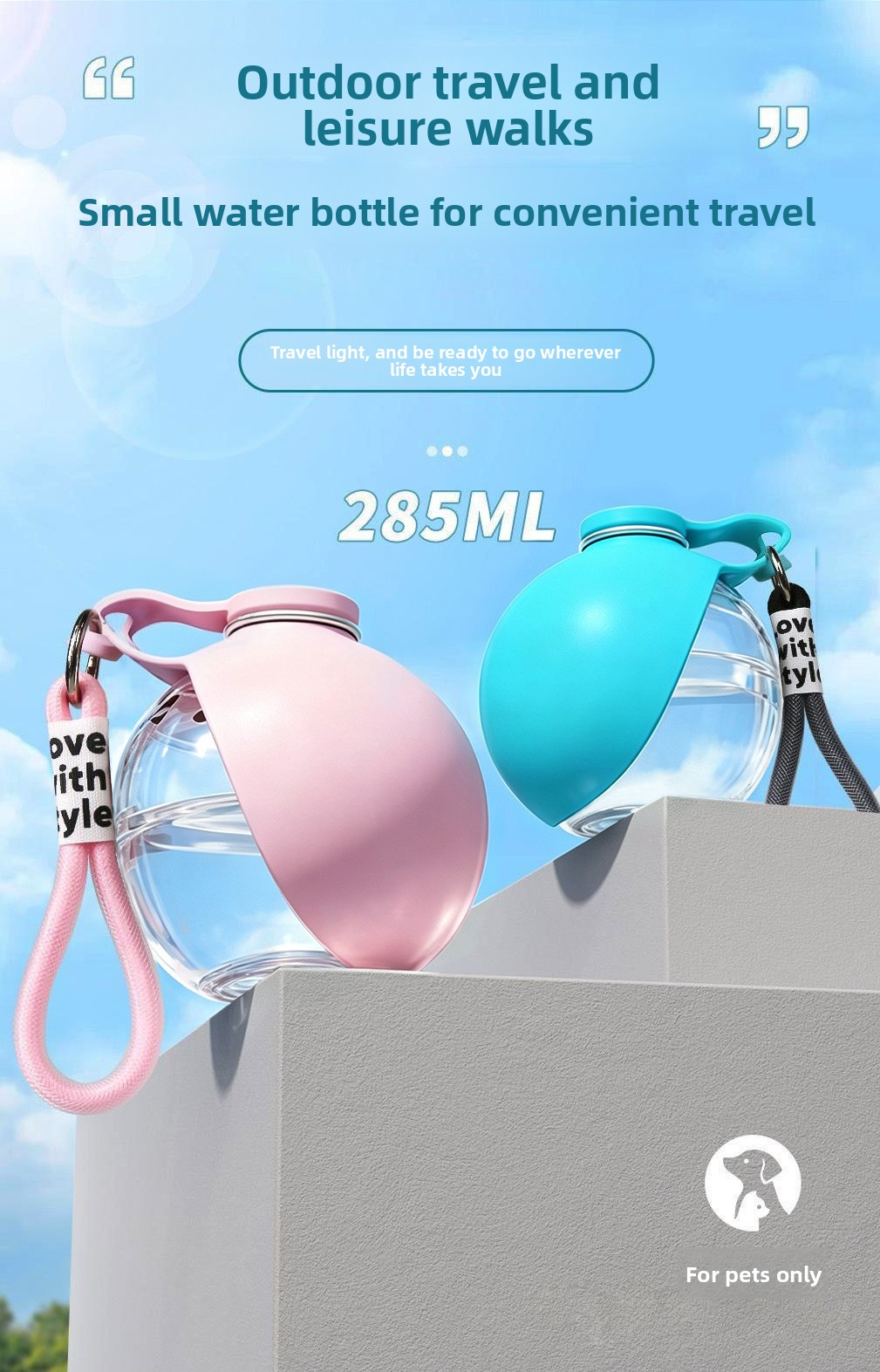 Portable pet water bottle leak-proof drinking device