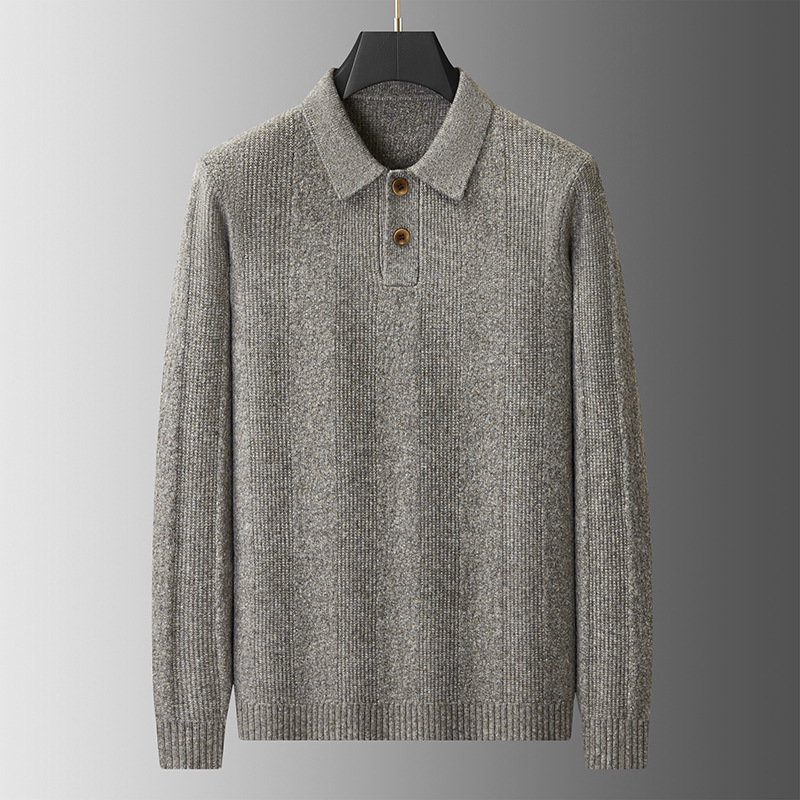 Men's button-down long-sleeved knit shirt - product detail image 1