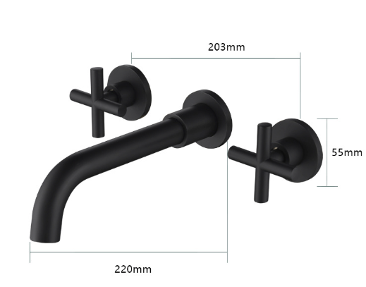 All-Copper Concealed Basin Mixer Tap Pre-Embedded Dual-Handle Wall-Mounted Three-Hole Faucet