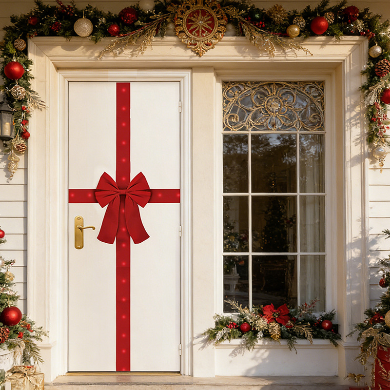 LED light glowing red Christmas bow
