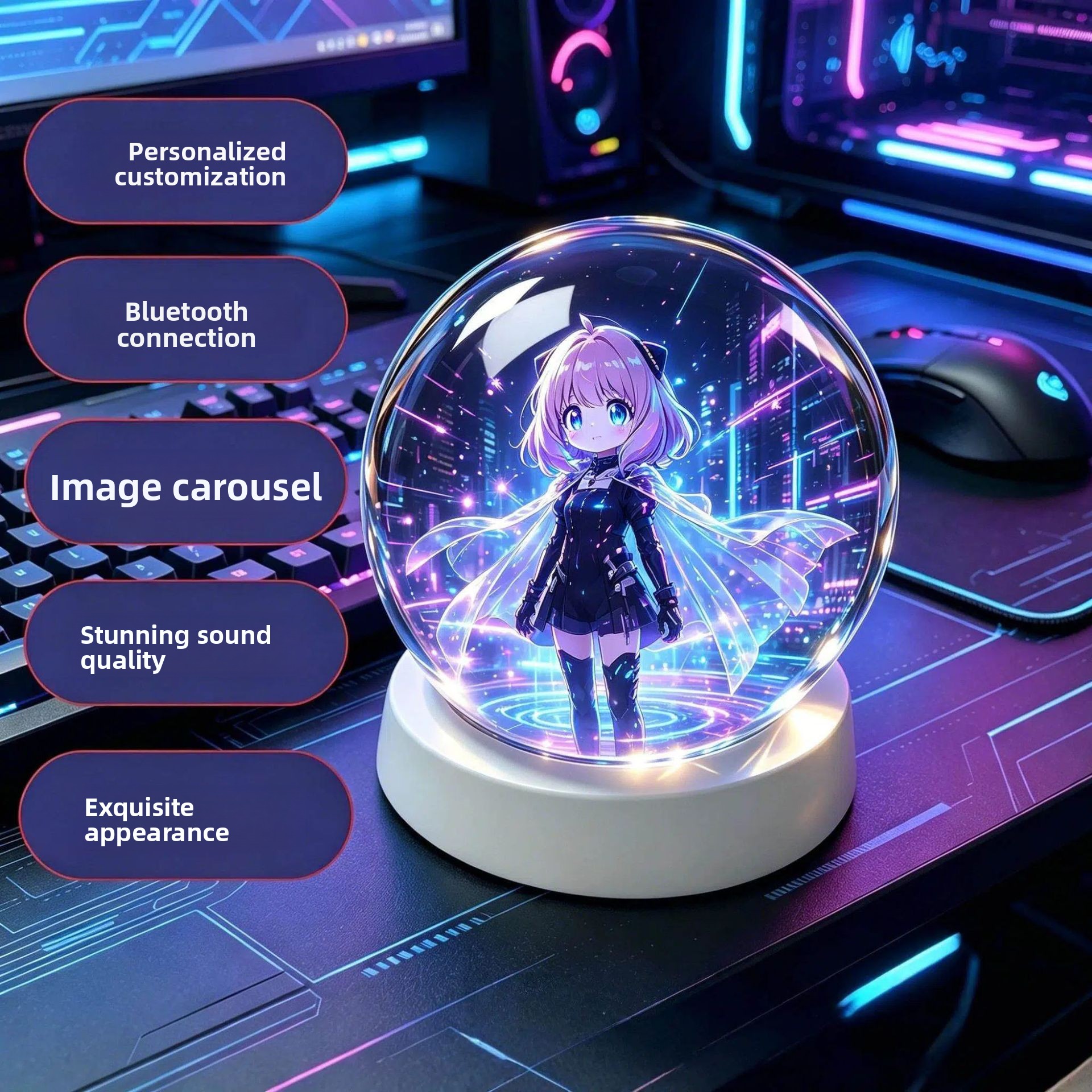 X3 1.65-Inch Full-Screen Carousel Photo Album Bluetooth Speaker