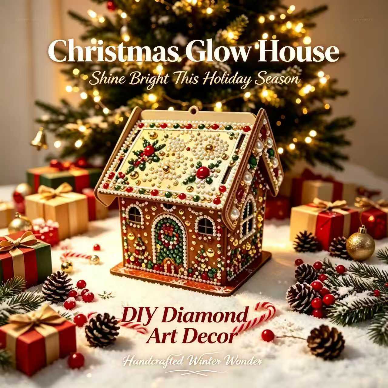 DIY Diamond Painting Kit Christmas House Rhinestone Art Hanging Ornament