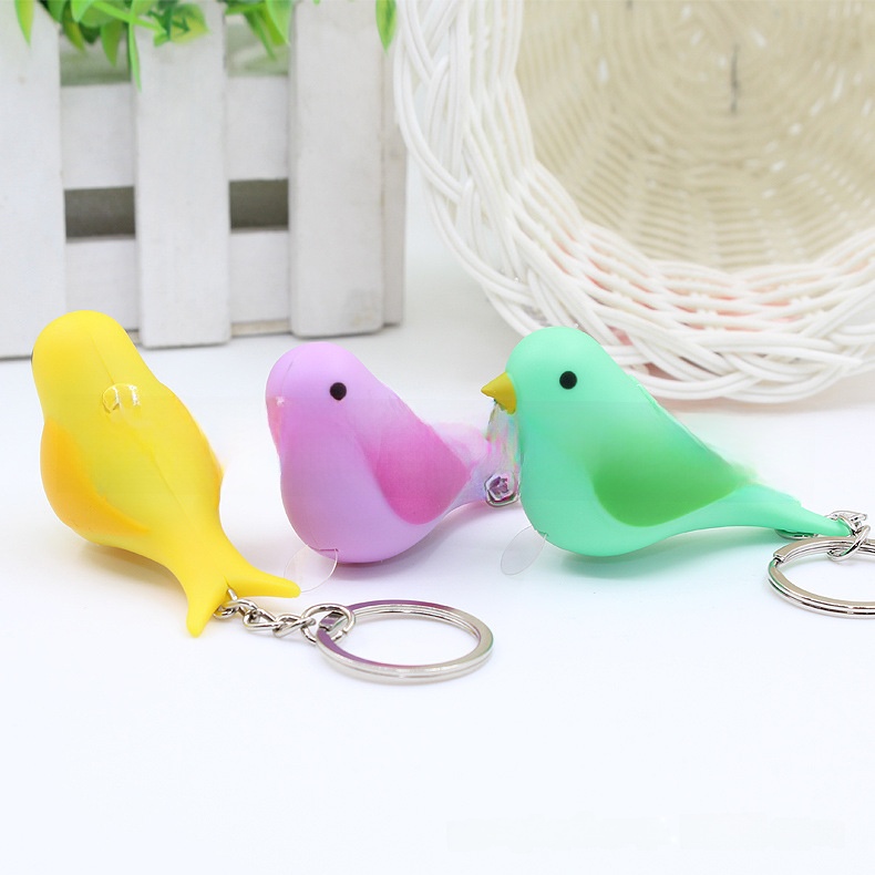 LED Light Up Bird Sound Keychain Creative Animal Pendant Gift