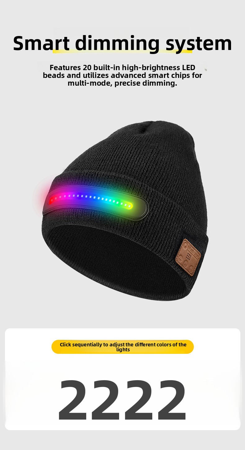 LED Bluetooth Music Light Up Knitted Hat Rechargeable