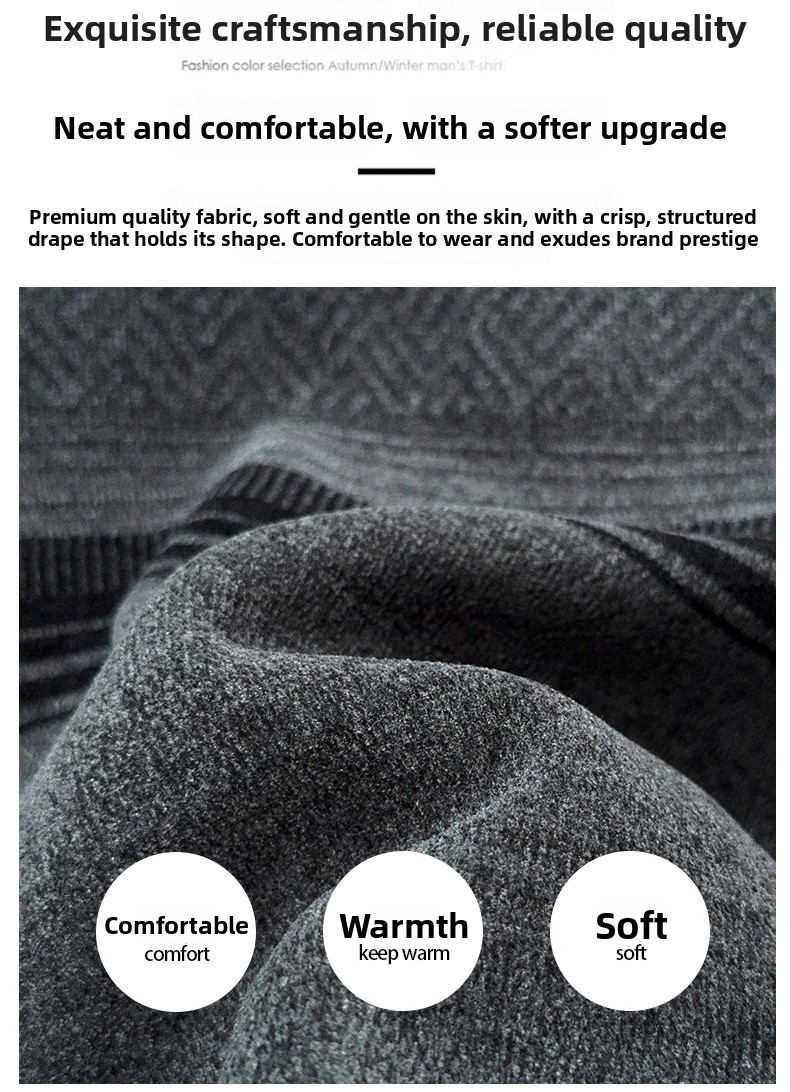 Men's Fleece Lined Striped Knit Sweater Crew Neck Long Sleeve Warm Pullover