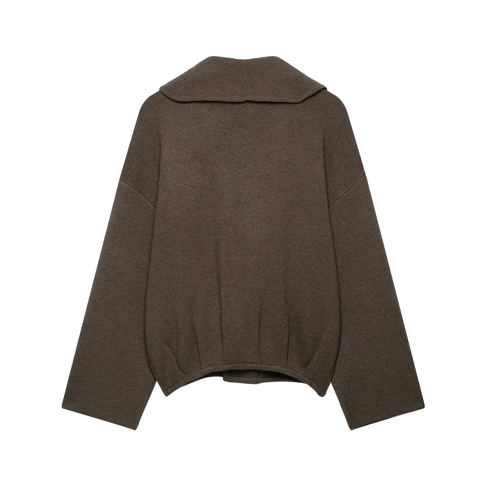 Round-neck pullover basic solid-colored top