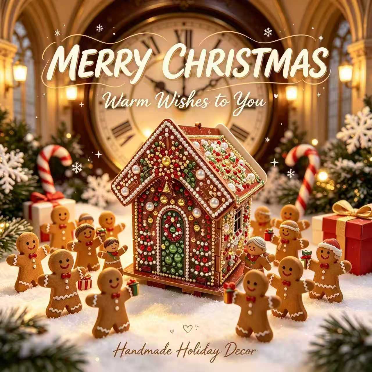 DIY Diamond Painting Kit Christmas House Rhinestone Art Hanging Ornament