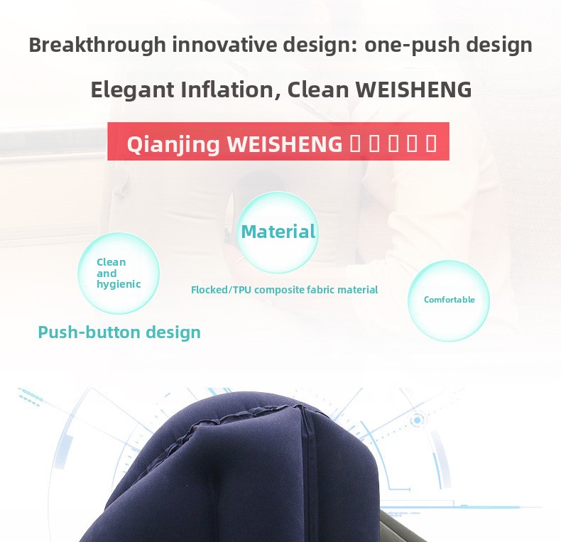 Inflatable Flocking Nap Pillow Hands-Free Travel Office Lying Down Rest Cushion