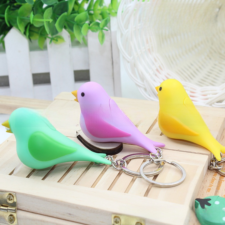 LED Light Up Bird Sound Keychain Creative Animal Pendant Gift