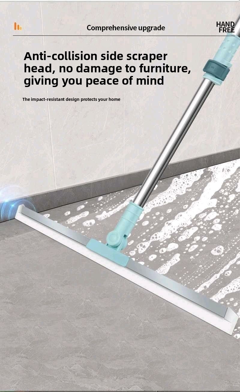 Household floor scraping and water sweeping broom