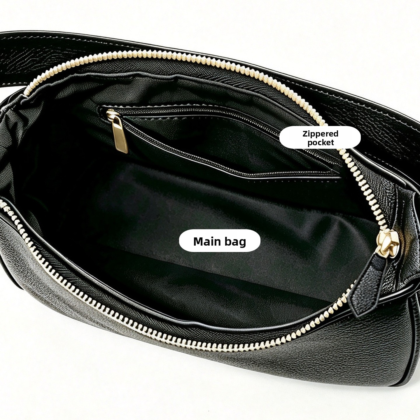 PU Leather Women's Underarm Bag Large Capacity Zipper Tote Handbag