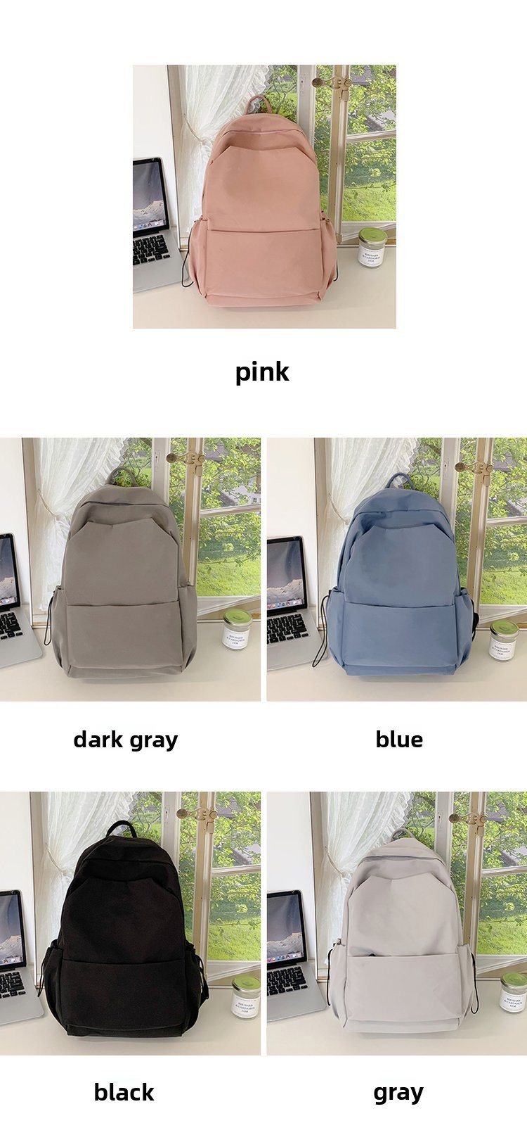 Lightweight Nylon Backpack Large Capacity School Travel Bag