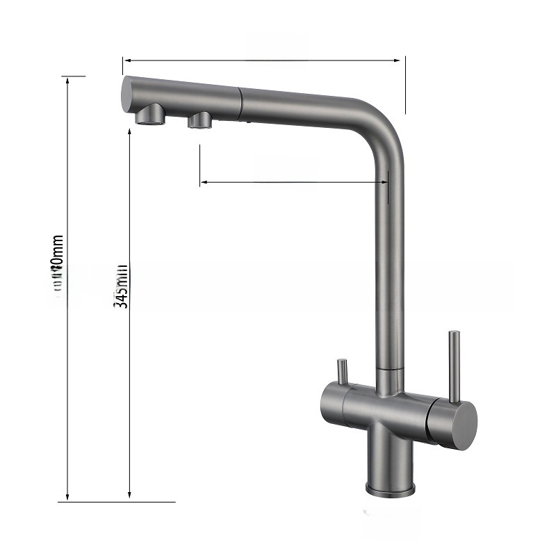 Cross-Border Russian Popular Pull-Out Kitchen Faucet Hot and Cold Sink Sink Three-In-One Dual-Use Pure Water Faucet
