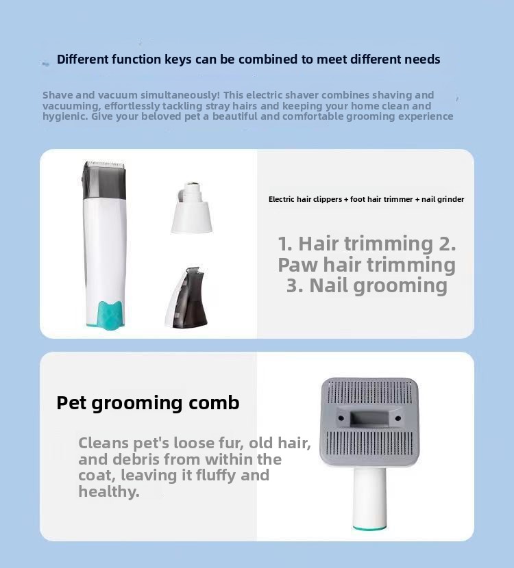 7-in-1 Pet Grooming Vacuum with Trimmer