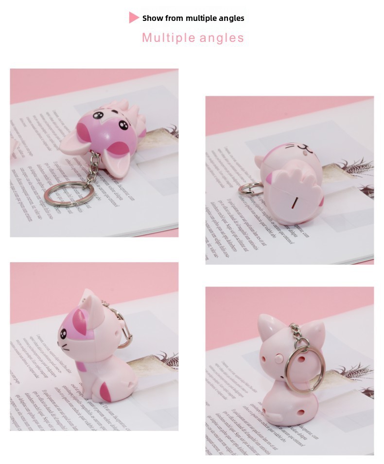 LED Sound Light-Up Kitten Keychain Pendant