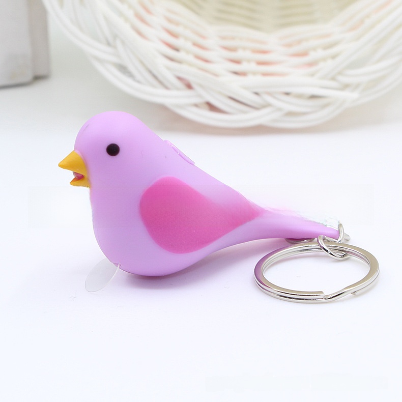 LED Light Up Bird Sound Keychain Creative Animal Pendant Gift
