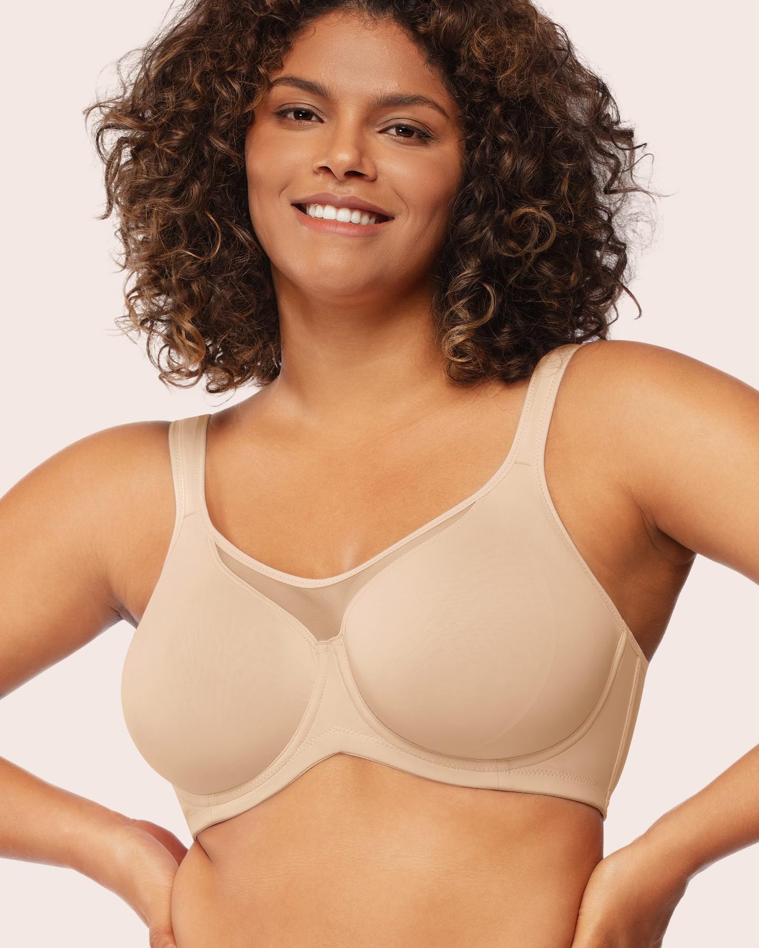 Women's Plus Size Full Cup Underwire Bra Unlined Breathable T-Shirt Bra with Wide Size Range