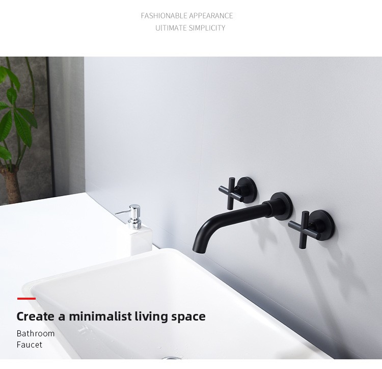 All-Copper Concealed Basin Mixer Tap Pre-Embedded Dual-Handle Wall-Mounted Three-Hole Faucet