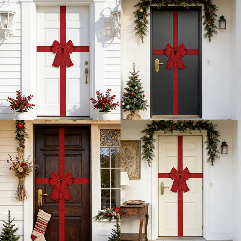 LED light glowing red Christmas bow