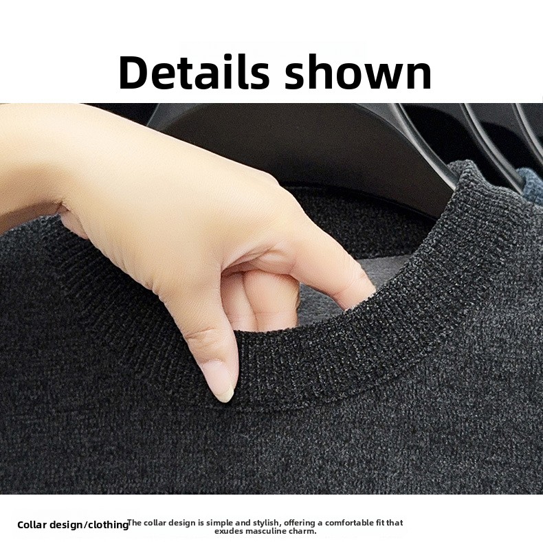 Men's Fleece Lined Striped Knit Sweater Crew Neck Long Sleeve Warm Pullover
