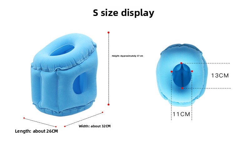 Inflatable Flocking Nap Pillow Hands-Free Travel Office Lying Down Rest Cushion