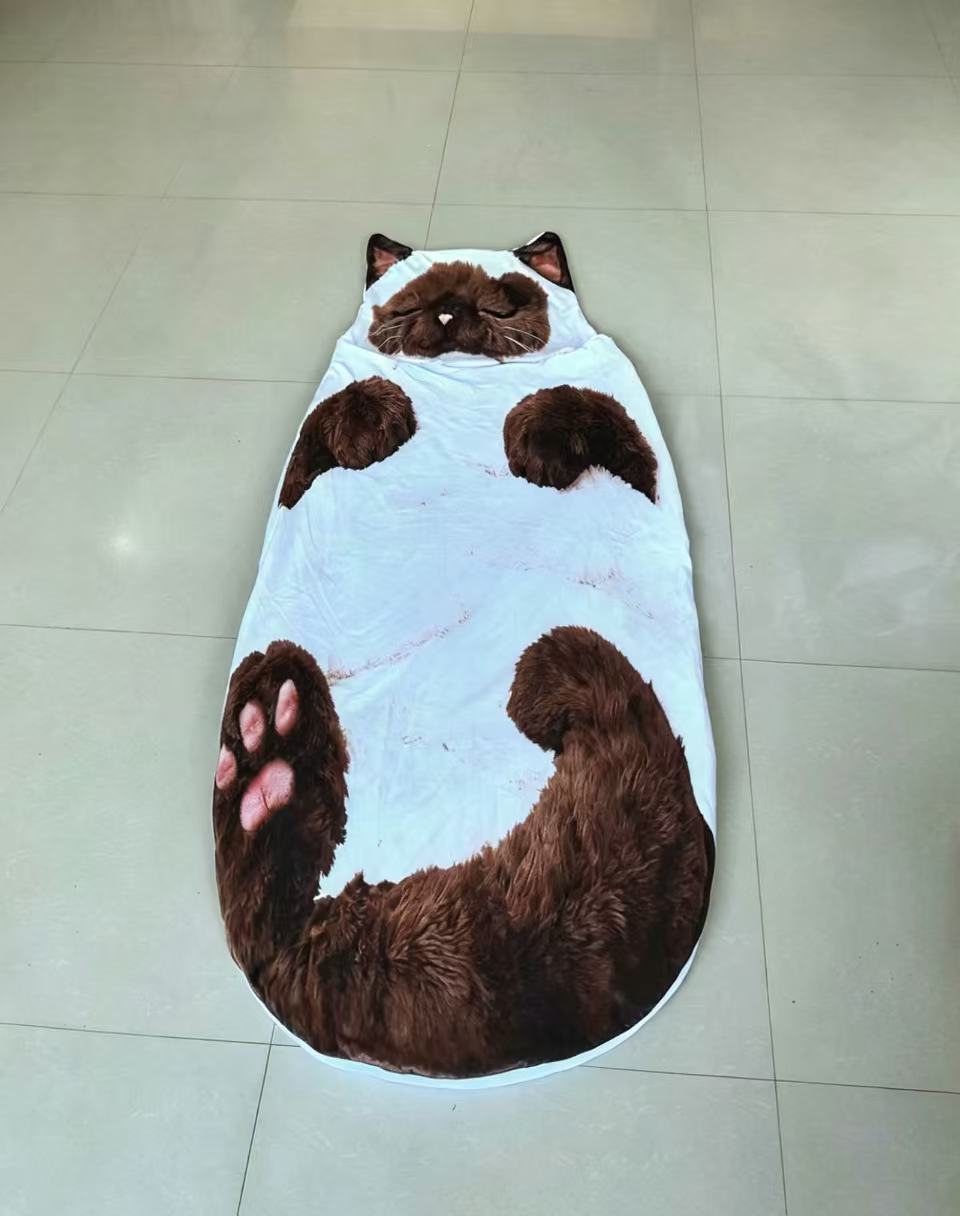 Winter adult plush cat sleeping bag