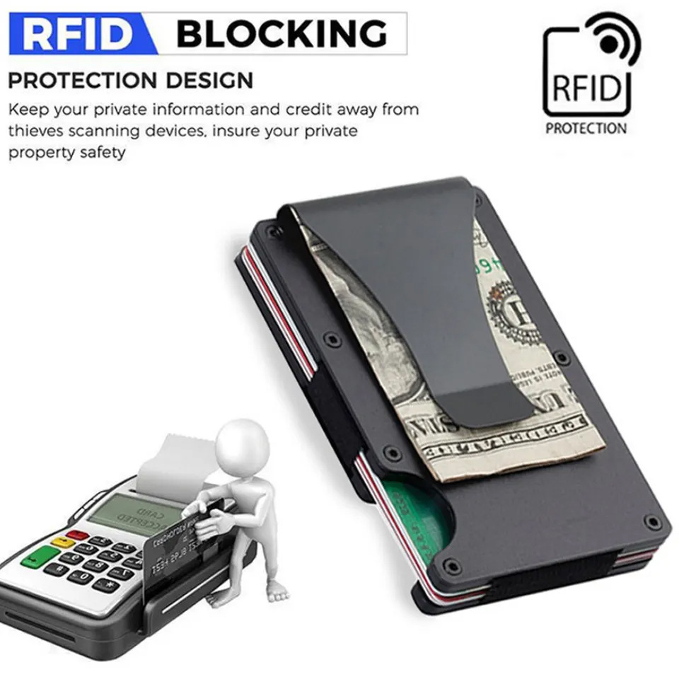 Ultra-Thin Aluminum RFID Blocking Metal Card Holder Case for Men