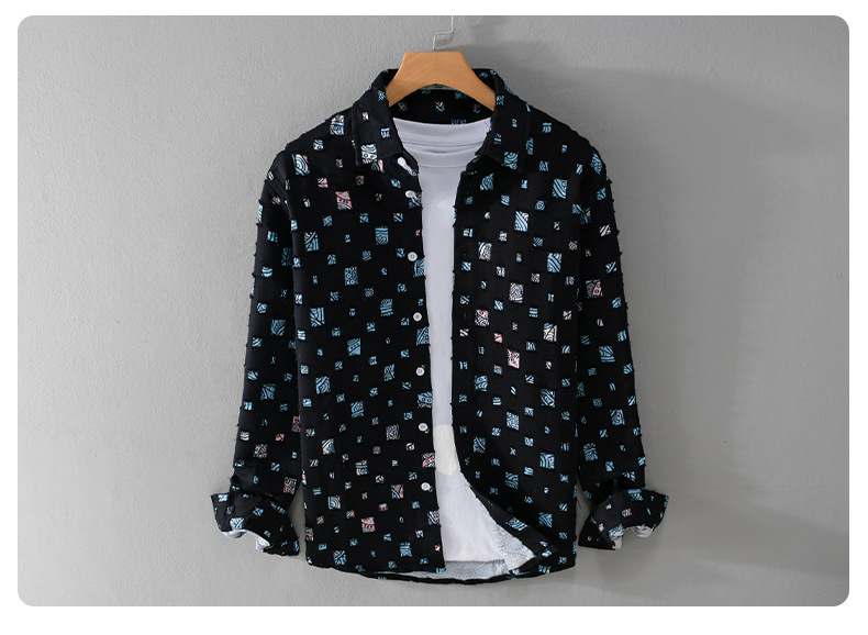 Men's Plaid Ripped Long Sleeve Wool Blend Shirt Jacket