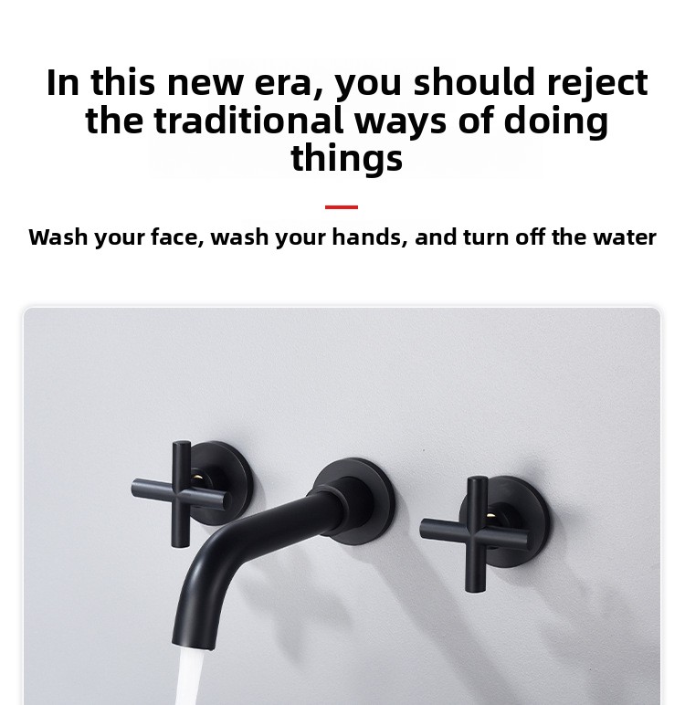 All-Copper Concealed Basin Mixer Tap Pre-Embedded Dual-Handle Wall-Mounted Three-Hole Faucet