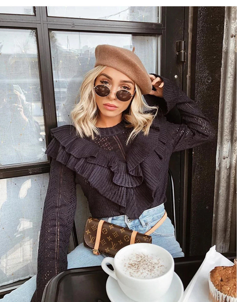 Retro Solid Color Wool Beret Hat for Women, Autumn Winter Adjustable Painter Cap