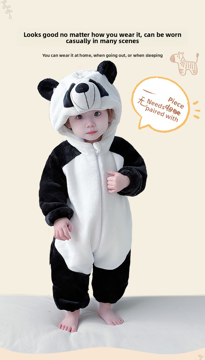 Newborn Baby Flannel Animal Hooded Romper Jumpsuit