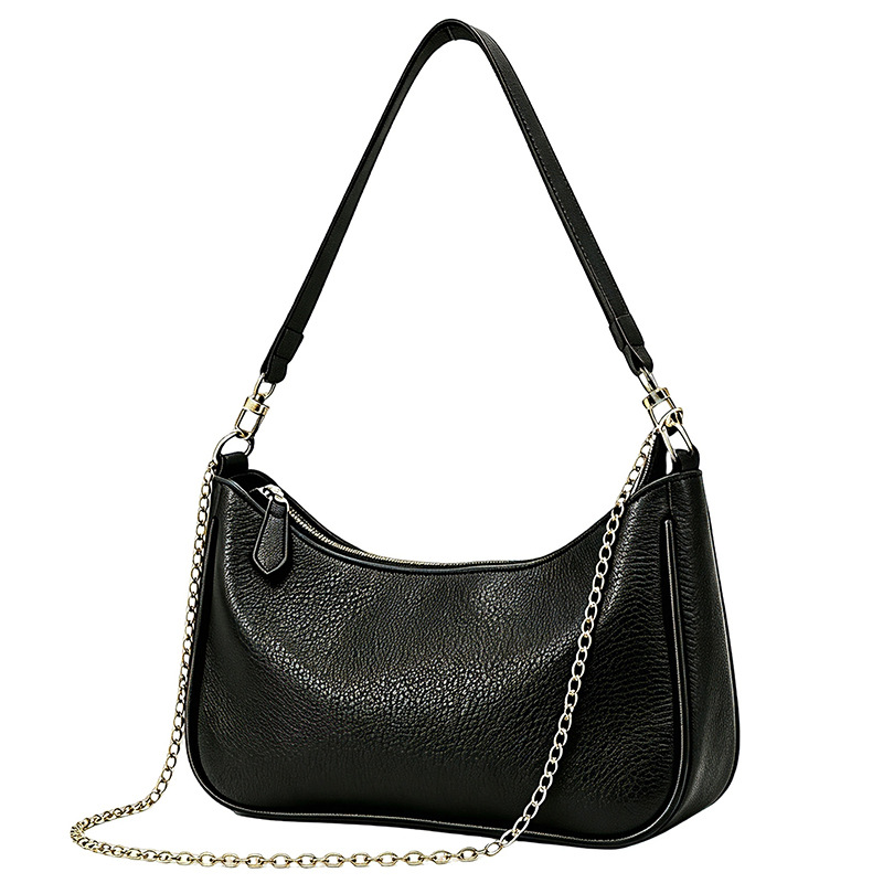 PU Leather Women's Underarm Bag Large Capacity Zipper Tote Handbag