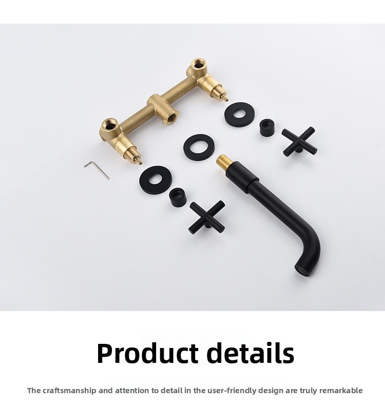 All-Copper Concealed Basin Mixer Tap Pre-Embedded Dual-Handle Wall-Mounted Three-Hole Faucet