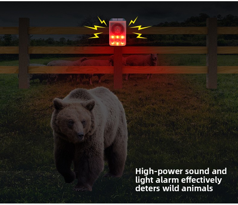 Solar-Powered Ultrasonic Animal Repeller with Flashing Light and Dog Barking Sound