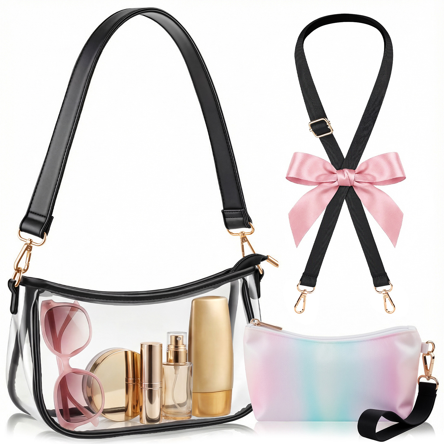 PU Leather Women's Underarm Bag Large Capacity Zipper Tote Handbag